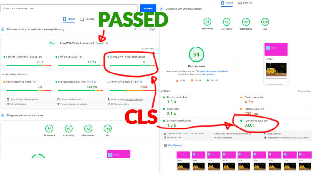 Google Core Web Vital Metrics