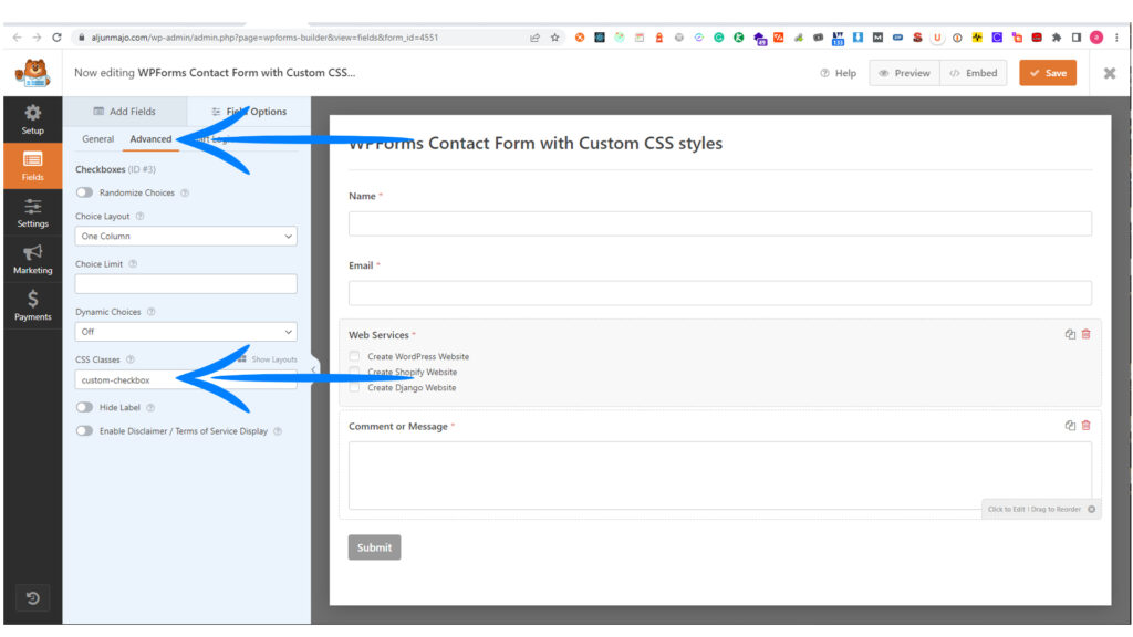 WPForm for The Contact Form - Advanced Field