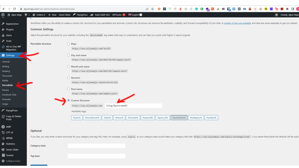 WordPress Permalink Settings