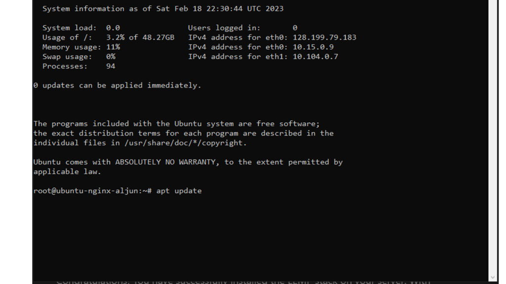 How To Install Linux, Nginx, MySQL, PHP - apt update