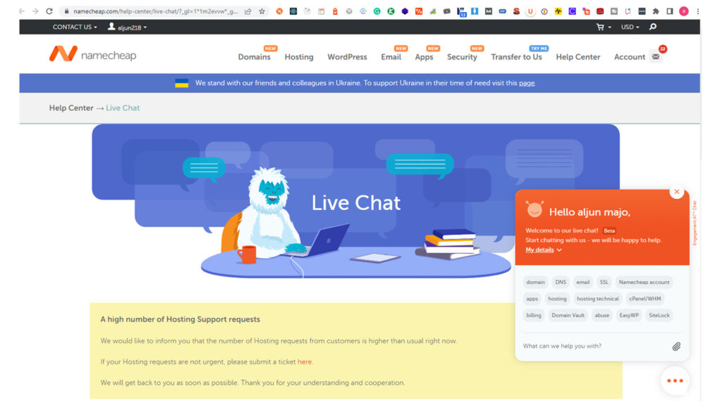 Namecheap Live Chat Support