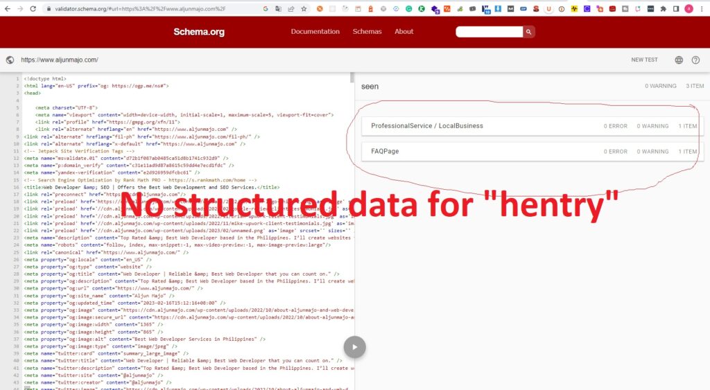 There is no structured data for hentry