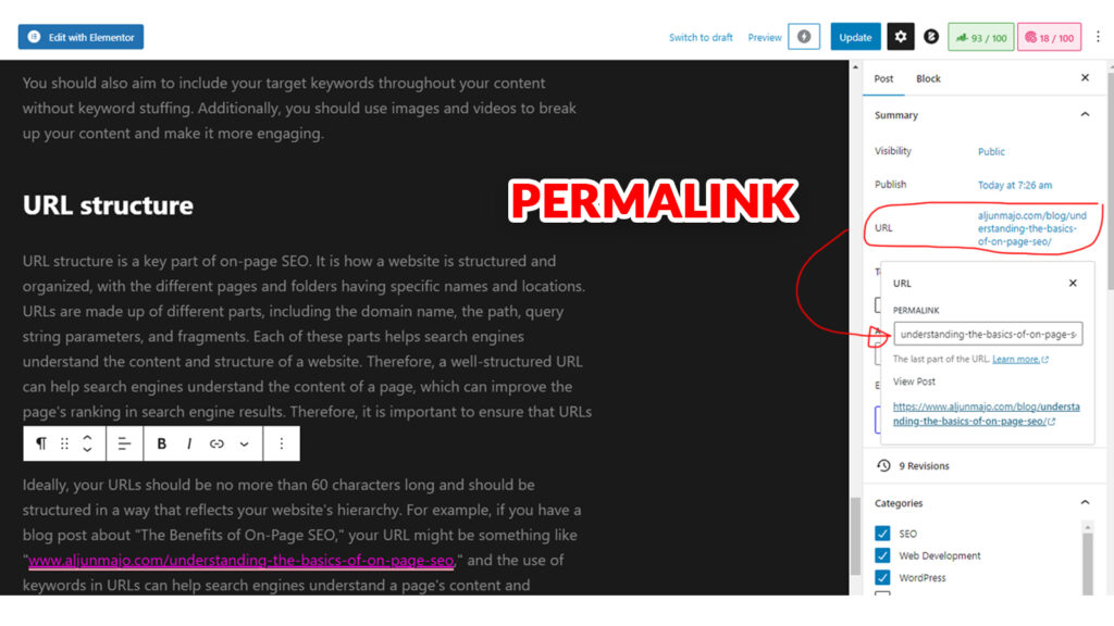 URL structure - Using the RankMath SEO plugin