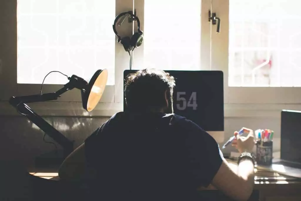 man working on computer