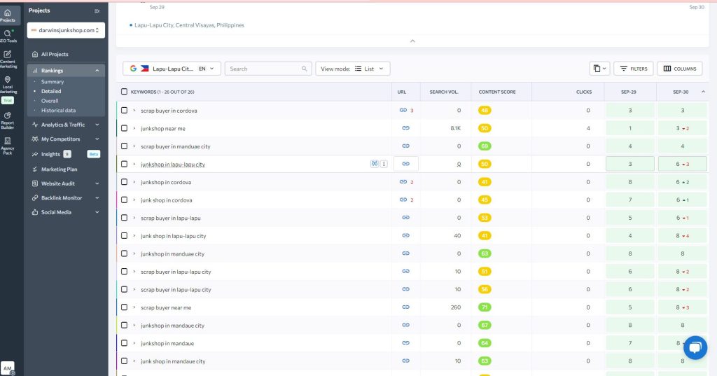 SE Ranking Dashboard Showing Local SEO Ranking