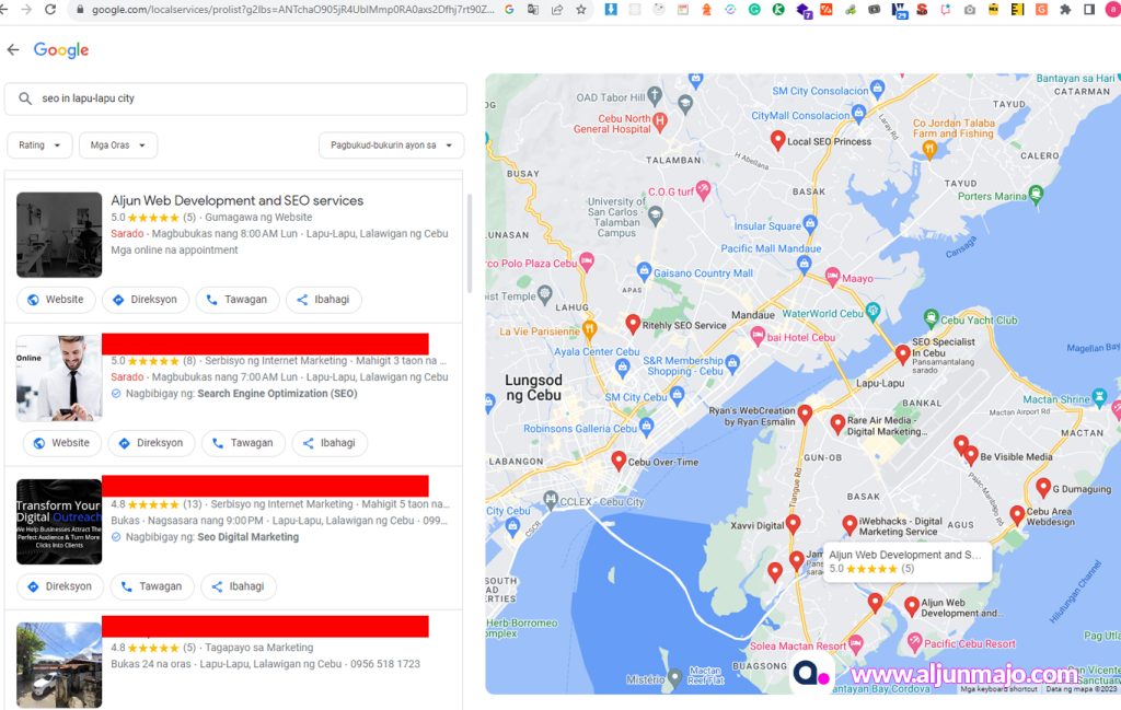Local SEO Services 8 Google Map Pack Ranking Aljun Majo Freelance Web Developer and SEO specialist from Philippines 1